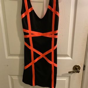 Orange and black Nightlife bodycon dress